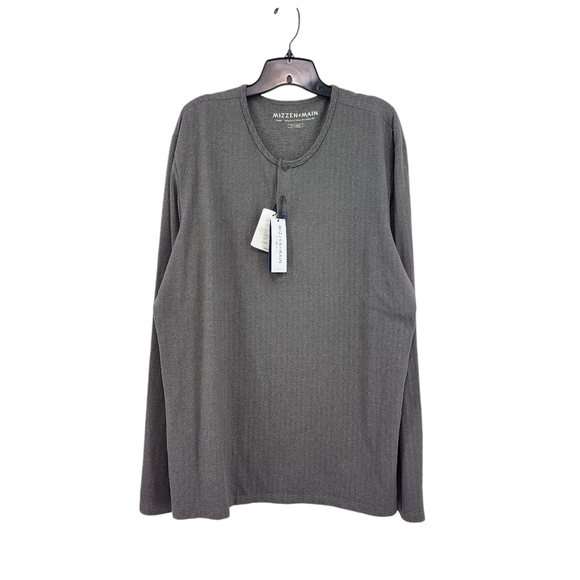 Mizzen + Main Men's Kodiak Herringbone Henley Sweater Charcoal- XXL - Picture 1 of 7